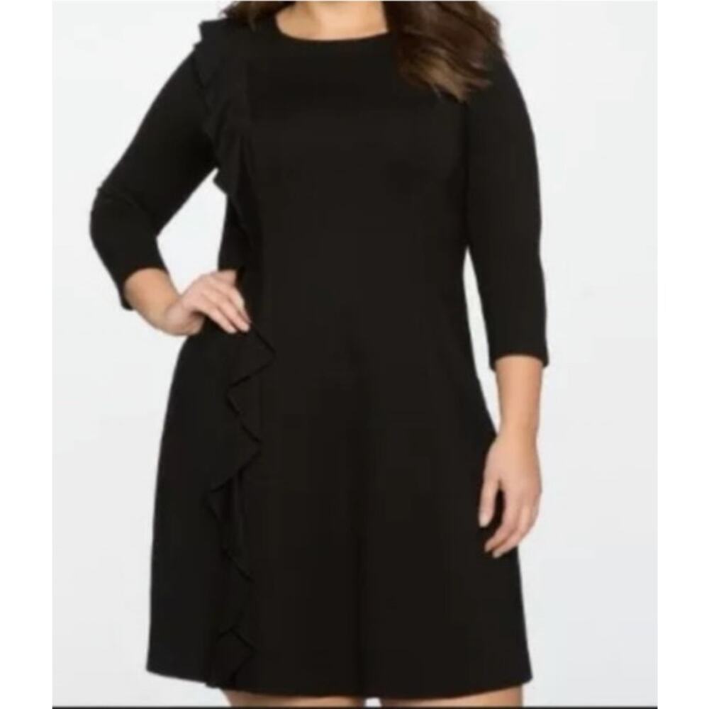 Eloquii Black Ruffle Shift Dress 18 Cocktail Formal Wedding Guest